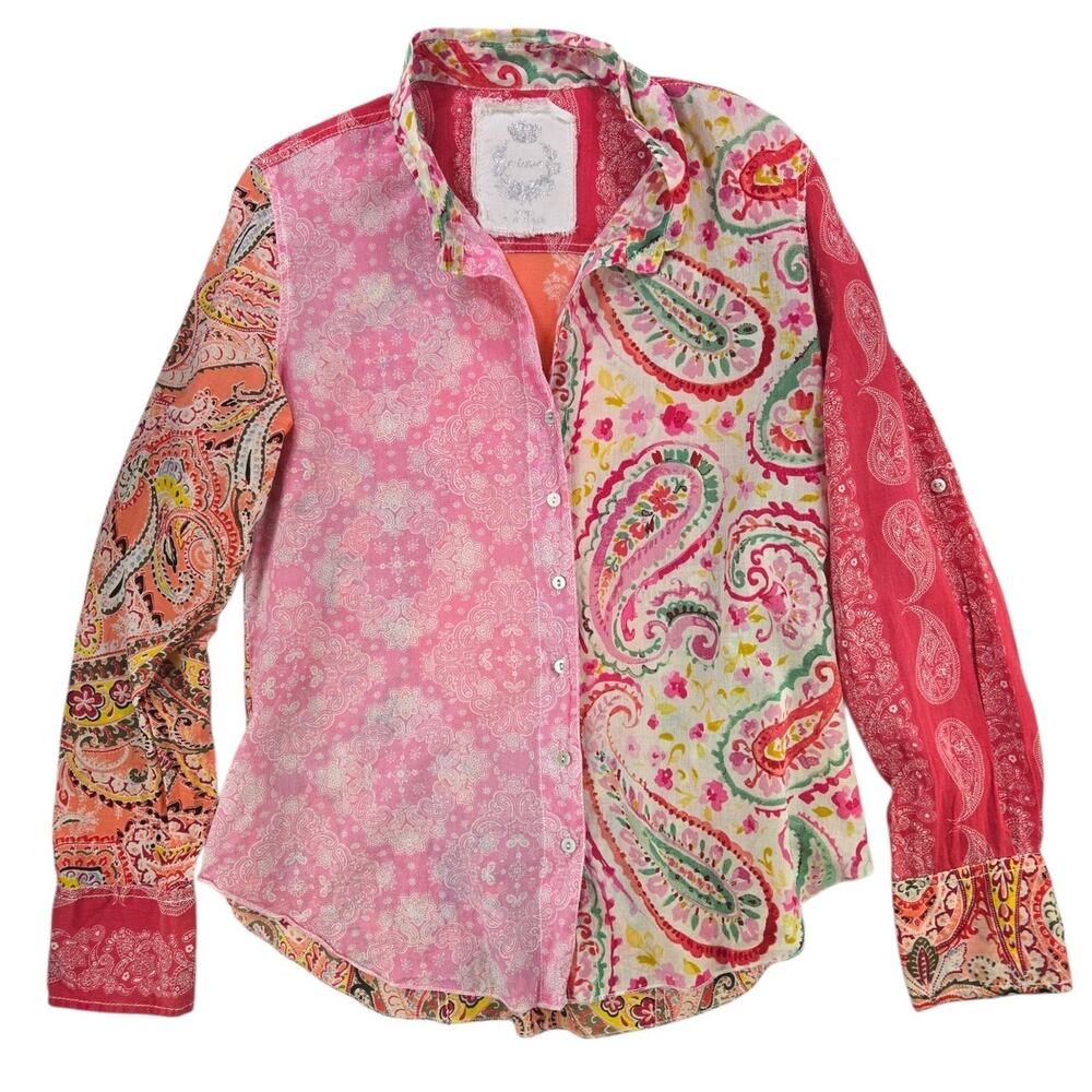 Cino | Mixed Print Patchwork Shirt-Lightweight & Breathable Cotton | Size Large